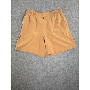 BURLEBO Men Tan Elastic Waist Pocketed Casual Shorts Size M Polyester Spandex